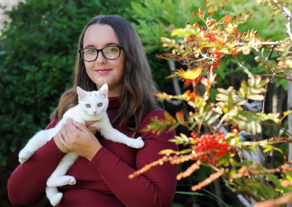 Amy Hughes has been shortlisted for a Women of the Future Young Star Award.  She is pictured with cat Chloe.