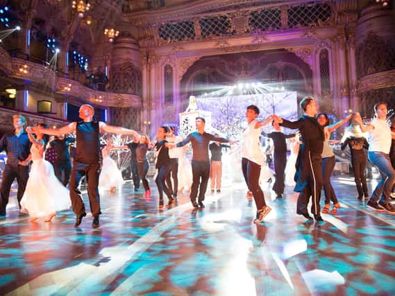 Strictly Come Dancing contestants and professionals in rehearsal at Blackpool Tower Ballroom. Picture by Guy Levy