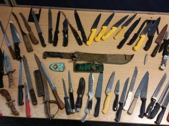 Knives handed in during the Lancashire police 2017 amnesty