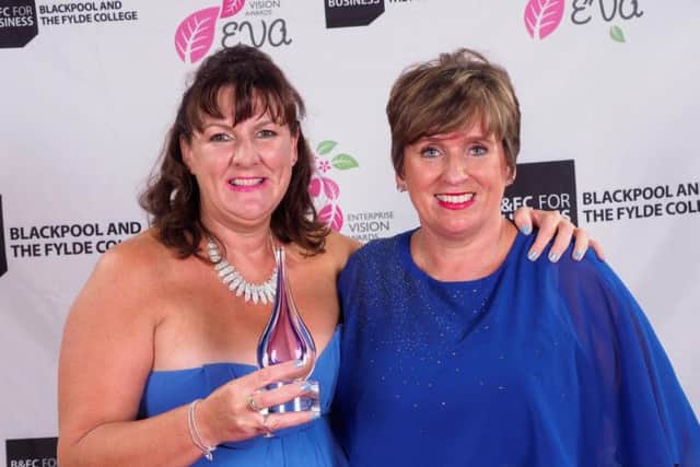 Enterprise Vision Awards Outstanding Achievement winner Jane Hugo from Streetlife with sponsor Heather Waters of Natwest Bank