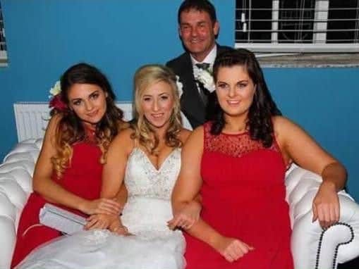 Nicola, left  and her younger sister Kerry on Martin and Janine's wedding day in 2016.