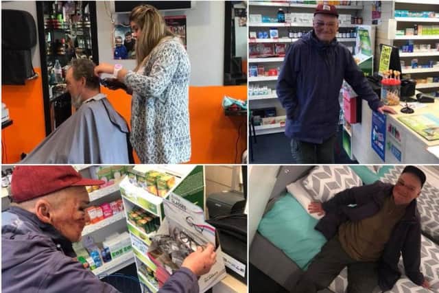 Igor had his hair cut yesterday, was bought reading glasses and medicine, and given a place to stay for three nights for free (Pictures: Mark Butcher/Facebook)
