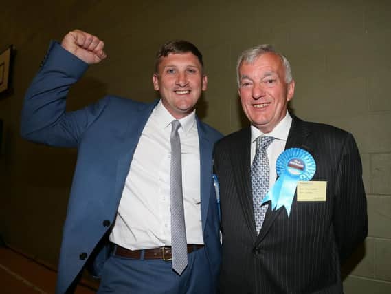 Coun Colin Maycock (left) with Coun Don Clapham at the 2015 local elections
