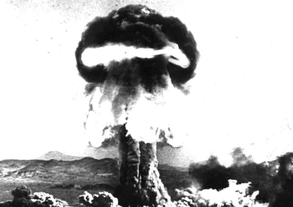 The distinctive mushroom cloud of a nuclear explosion.
Atomic Cloud