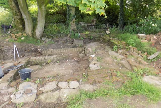 Hollowforth Mill foundations uncovered by Wyre Archaeology near Woodplumpton