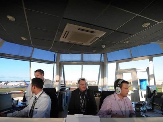 A library picture of air traffic controllers at Blackpool Airport