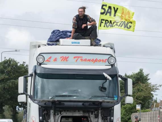 A truck surfing protest in July 2017 at Preston New Road