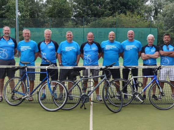 The nine cyclists from Lytham Tennis Club who took part in the ride.