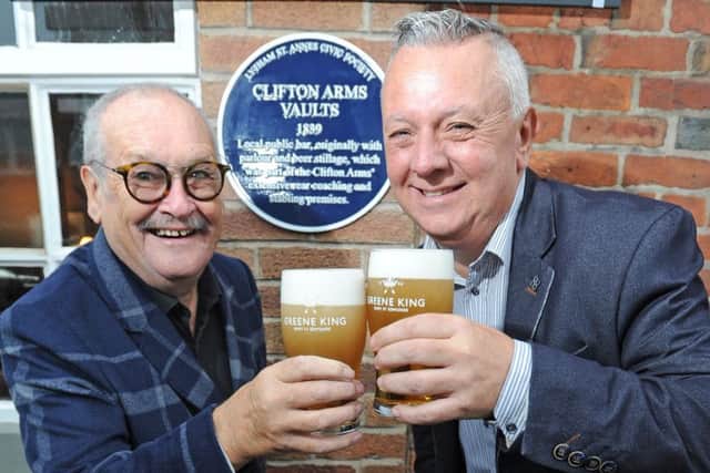 Bobby Ball at the plaque unveiling with Taps manager Steve Norris