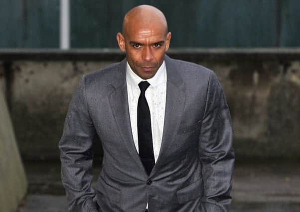 Trevor Sinclair arriving at court in January