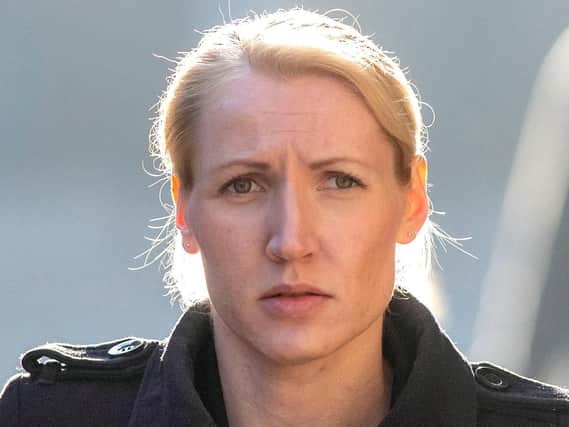 Eleanor Wilson arriving at Bristol Crown Court. The former teacher will not face a retrial over allegations she had sex with a student in the toilet of a plane as they returned from a school trip. Photo credit: Steve Parsons/PA Wire