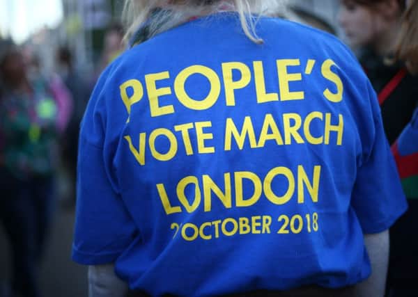 Anti-Brexit campaigners take part in the People's Vote March for the Future in London, a march and rally in support of a second EU referendum. PRESS ASSOCIATION Photo. Picture date: Saturday October 20, 2018. See PA story POLITICS Brexit Protest. Photo credit should read: Yui Mok/PA Wire