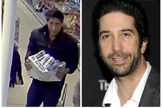 On the left, the suspect from Blackpool, pictured right, Friends star David Schwimmer
