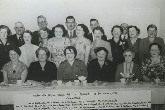 The original Newton hall villlage hall committee in 1956.
