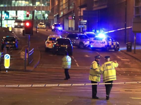 Emergency services at the scene after the Manchester Arena terror attack