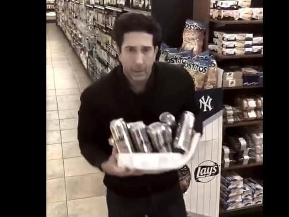 David Schwimmer in his mock up theft