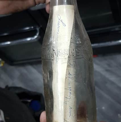 The message in a bottle found in the chimney of a Fleetwood house.