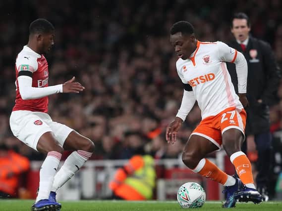 Blackpool's Marc Bola in action at the Emirates