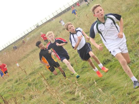 Front runners in the Year 7 boys' race