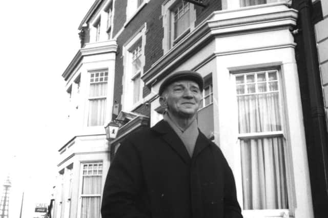Actor Tom Lack, who played the part of Harry Howell in the Crimewatch UK reconstruction of the murder in 1989. Pictured outside the George Pub on Central Drive.
Published EG 10/01/1989, EG 06/11/1989.