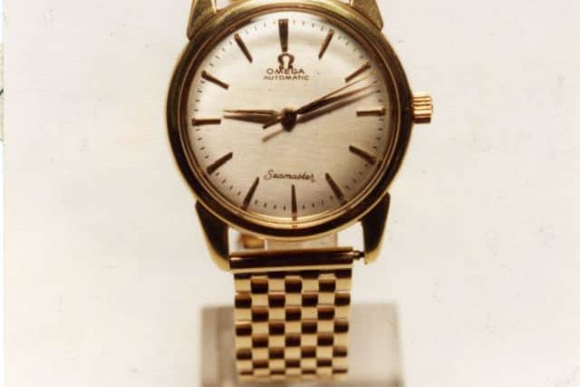 Omega watch similar to that worn by Harry Howell when he was murdered. Published EG 01/12/1988, Eg 06/11/1989