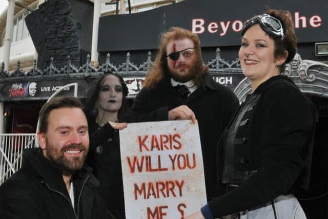 Mike Ward proposed to Karis Jarvis with the help of Pasaje del Terror staff
