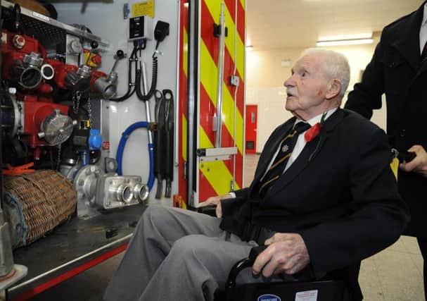 Ronald Longley during a visit to Blackpool's Forest Gate fire station to mark his 100th birthday last year