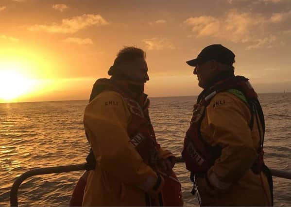 Alfie Boe with Fleetwood RNLI Tony Cowell (Picture BBC/Home Front Heroes)