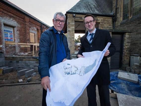 Rev Stephen Heath and James Yates of Vincents Solicitors at Church Road Methodist Church, Church Road, St Annes.