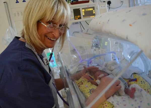 Advanced Neonatal Practitioner Liz Morrison with baby Arlo Appleby who was born at 25 weeks and three days gestation weighing just 1lb 12oz.
Blackpool Victoria Hospital