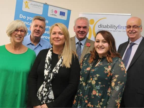 Disability First board members (from left) Jennifer Jaynes, Brian Carney, Jo Hardy, Kevin Spencer, Amy-Louise Dunn and Alan Reid