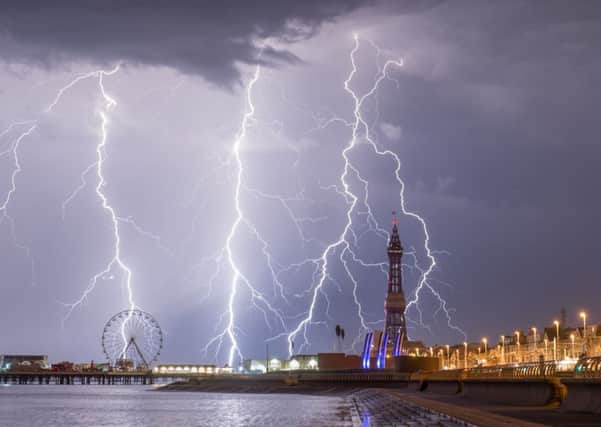 Lightning striking over Blackpool - photo by Stephen Cheatley