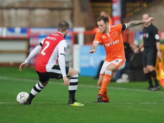 Harry Pritchard in FA Cup action at Exeter