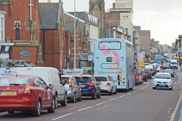 Traffic on Dickson Road, Blackpool