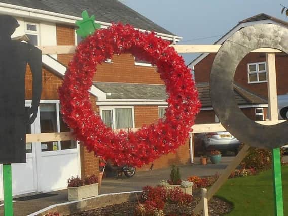The poppy display created by the residents of Kepplegate House Care Home in Preesall from empty plastic drinks bottles