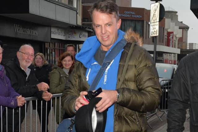 Grame Swann arrives at Blackpool Tower for Strictly Come Dancing rehearsals