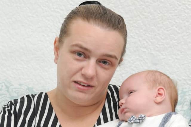 Mum Natasha Davies with 10-week-old baby Michael