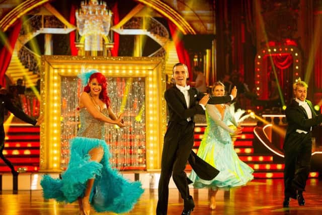 Joe Sugg and Dianne Buswell dance the quickstep at Blackpool Tower Ballroom