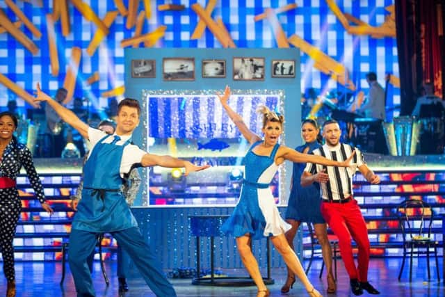 Ashley Roberts and Pasha Kovalev dance the jive at Blackpool Tower Ballroom