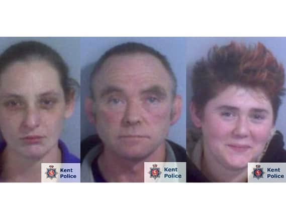(Left to right) Hayley Weatherall, her lover Glenn Pollard and his daughter Heather Pollard. All three have been sentenced to life imprisonment over a plot to kill Weatherall's terminally ill husband by shooting him in the face. Photo credit: Kent Police/PA Wire