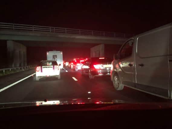 Traffic at a standstill on the M55