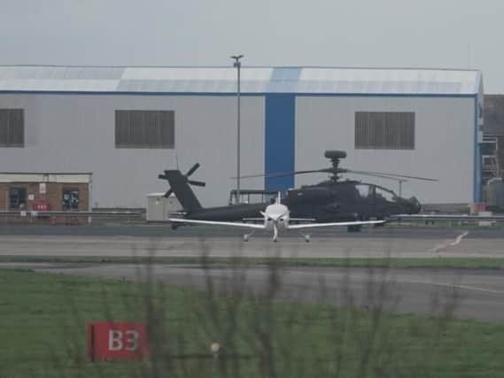 One of the Apaches remained at Blackpool Airport this (Monday) morning