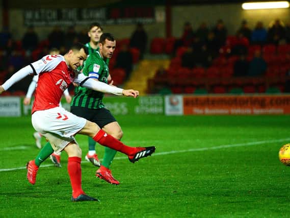 Dean Marney opens the scoring for Fleetwood against Coventry