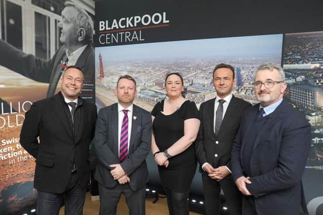Nick Payne from Nikal Ltd, Coun Simon Blackburn, Coun Gillian Campbell, Norbert Reichart, and Richard Fee project director for Nikal Ltd