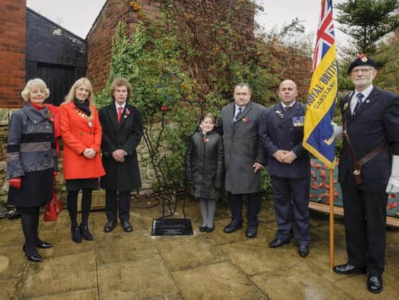 David Brewin, (third from right), at the unveiling of a Tommy silhouette at Garstang Arts Centre of Remembrance Day, 2018