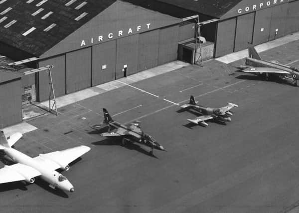An unusual picture from the tarmac of British Aircraft Corporation (later BAE), Warton, shows a line-up of four jets at that time winning export orders worth millions of pounds, in June 1970. From left: the world famous Canberra comber, Jaguar fighter bomber, Strike master trainer and the 1,500mph Lightning fighter.