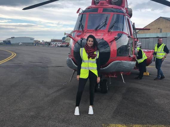 Gemma Walker at Blackpool Airport where Helispeed, which operates worldwide,  is based