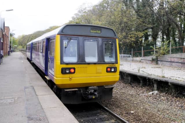 A train on the South Fylde Line at Lytham station