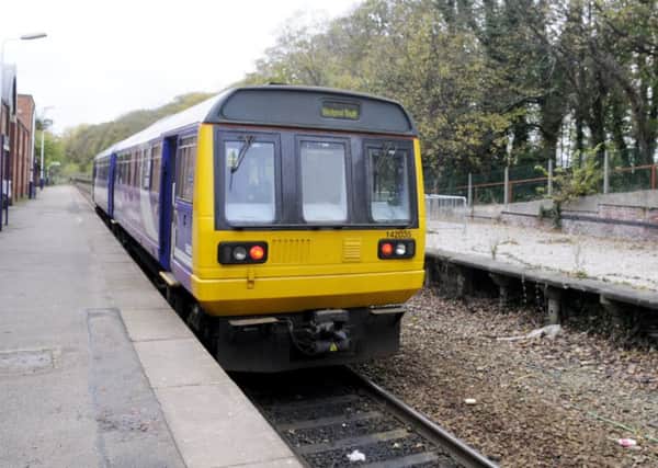 A train on the South Fylde Line at Lytham station