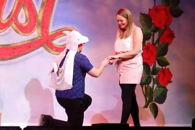 Jake proposes to Francesca on stage.  Credit: BLACKPOOL GRAND THEATRE